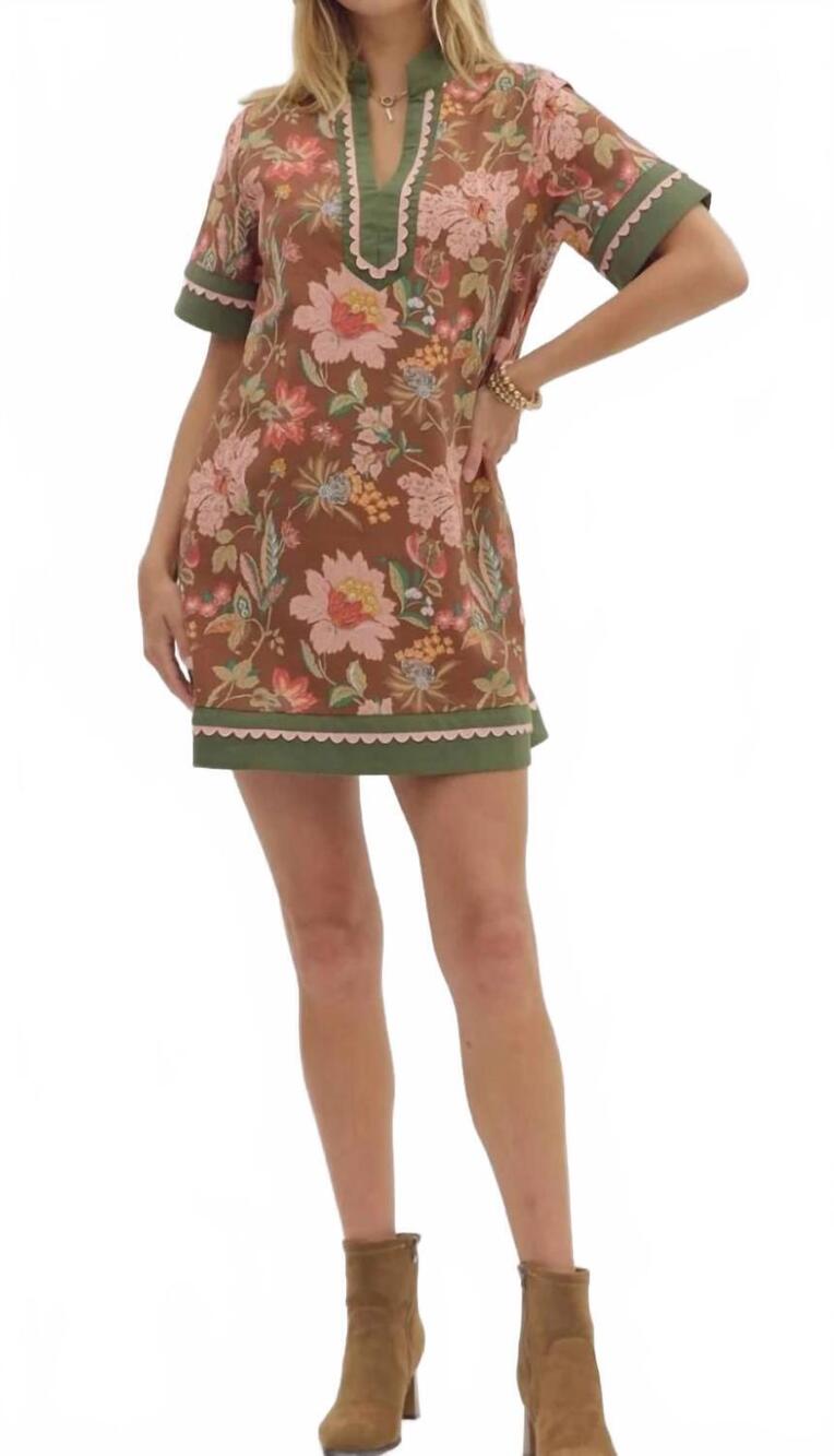 NEW ENTRO fall floral dress in brown